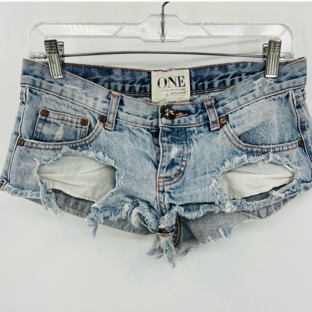 One Teaspoon Distressed Jean Shorts 26